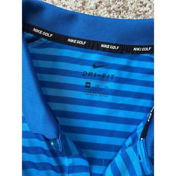 NIKE Golf Dri-fit size XXL, Blue Striped, short sleeved Polo - Picture 3 of 9